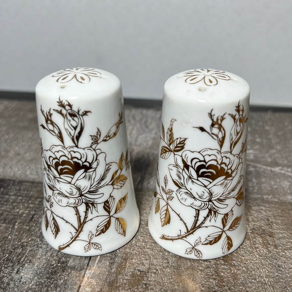 Other - Vintage White Porcelain with 22K Gold Floral Design and Writing Made Japan